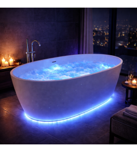 Banheira Freestanding RM Decor Aeris 170 Imersão Air Blower Led Branco 1,7m 220V